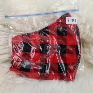 Child's mask, size 7-12 years, red/black plaid, filter insert, homemade, new